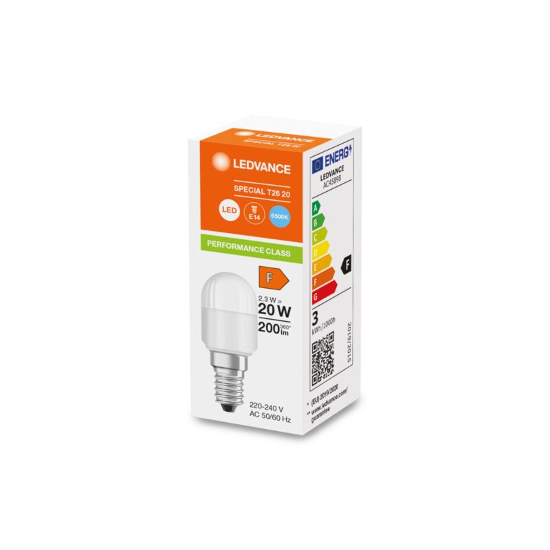 Ledvance Special LED E14 tube one-handed Dépolie 2.3W 200lm - 865 Lumière du Jour Équivalent 20W-4 LED SPECIAL T26 2,3W 865 FR E14