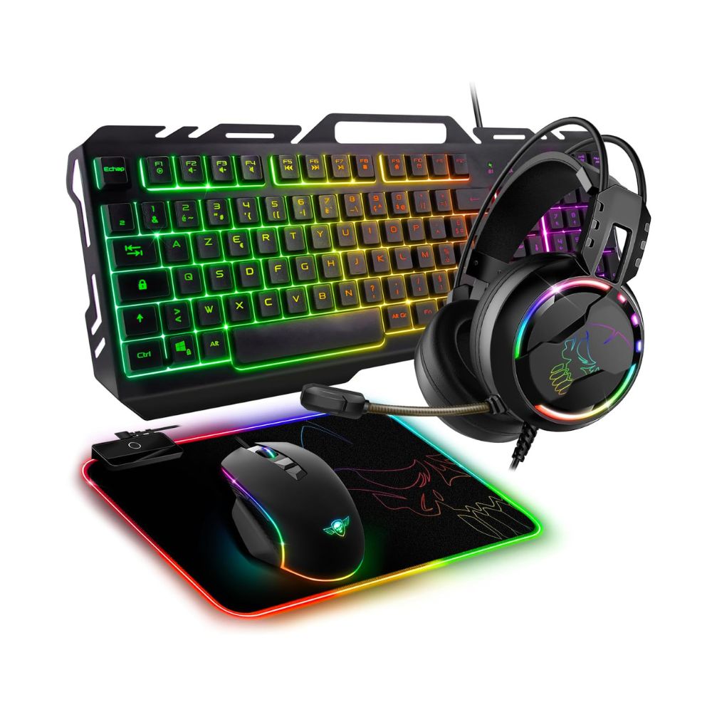 4 en 1 Ultimate 300 - Clavier-Souris-Tapis-Casque The G-Lab Pack Gaming Ultimate 300 - Combo 4-en-1 Clavier, Souris, Tapis et Casque Rétroéclairés