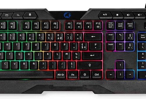 Clavier de jeu filaire Nedis USB Type-A à membrane, LED et style français AZERTY-1 Clavier de jeu filaire Nedis USB Type-A à membrane
