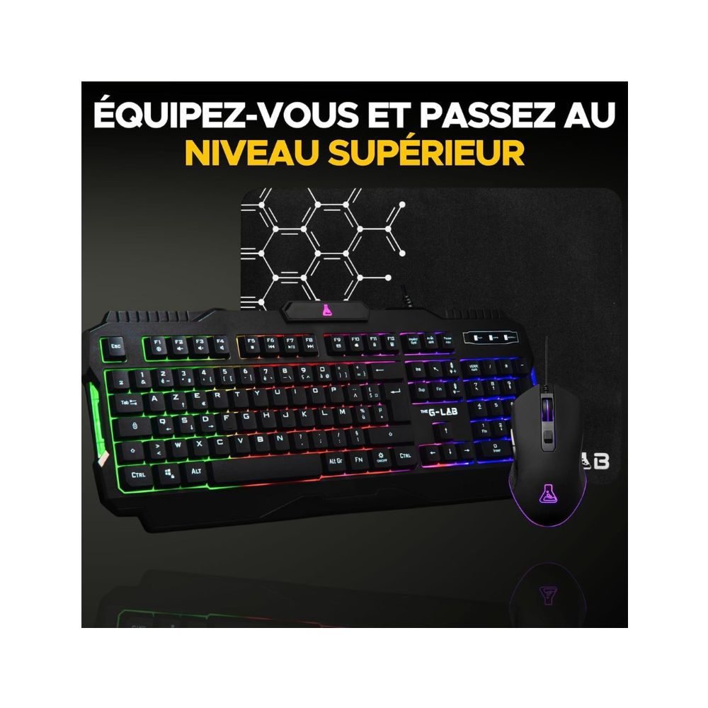 Clavier-souris4 The G-Lab Combo Helium - Pack Gaming Clavier AZERTY et Souris Filaire Rétroéclairés