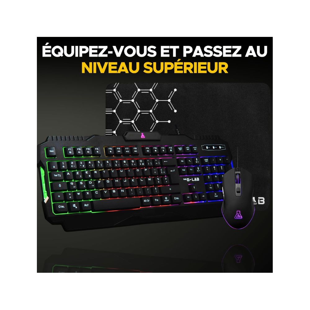 Clavier-souris5 The G-Lab Combo Helium - Pack Gaming Clavier AZERTY et Souris Filaire Rétroéclairés
