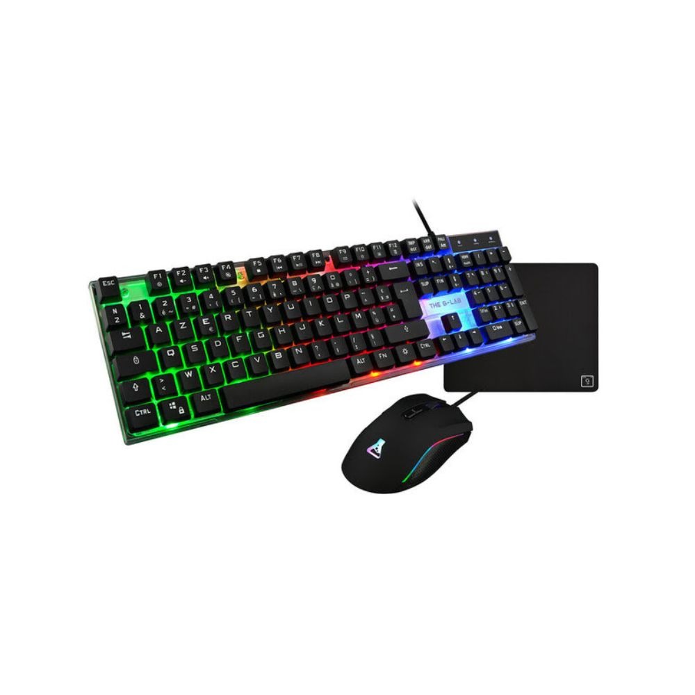Combo Yttrium bundle 3 en 1 Noir RGB The G-Lab Combo Yttrium - Pack Gaming 3-en-1 Clavier Compact, Souris et Tapis de Souris RGB