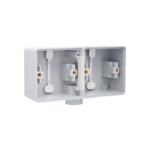 Boîte en saillie double horizontal étanche aux projections d'eau avec une entrée M20 pour deux fonctions, couleur gris Niko Hydro Boîtier en Saillie Double Horizontal 1 Entrée Gris IP55