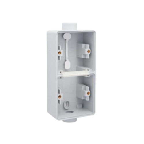 Boîte en saillie double vertical étanche aux projections d'eau avec deux entrées M20 simples pour deux fonctions, couleur gris Niko Hydro Boîtier en Saillie Double Vertical 2 Entrées (Haut) Gris IP55