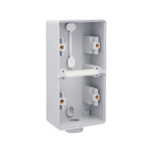 Boîte en saillie double vertical étanche aux projections d'eau avec une entrée M20 pour deux fonctions, couleur gris Niko Hydro Boîtier en Saillie Double Vertical 1 Entrée Gris IP55