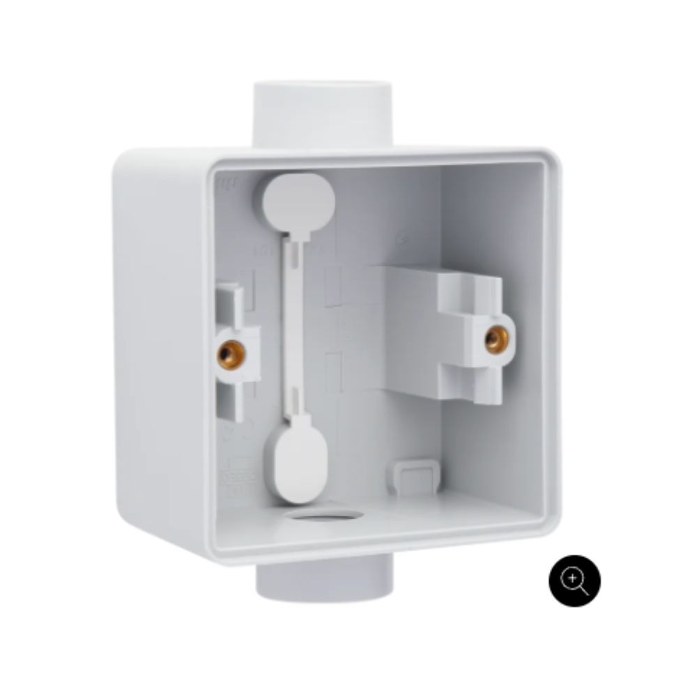 Boîte en saillie simple étanche aux projections d'eau avec deux entrées M20 simples pour une fonction, couleur gris Niko Hydro Boîtier en Saillie Simple 2 Entrées (Haut) Gris IP55