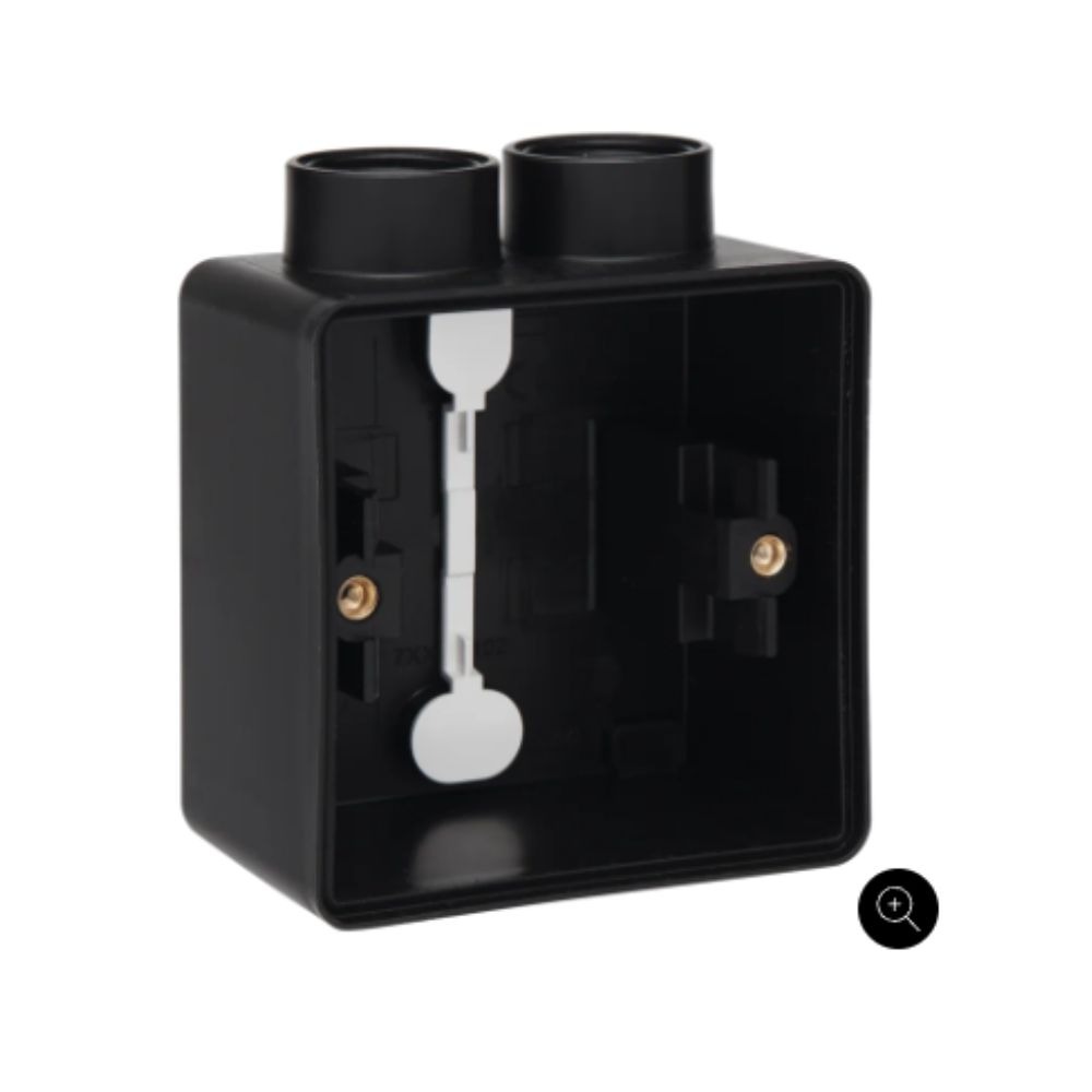 Boîte en saillie simple étanche aux projections d'eau avec une entrée M20 double pour une fonction, couleur noir Niko Hydro Boîtier en Saillie Simple 2 Entrées Blanc IP55