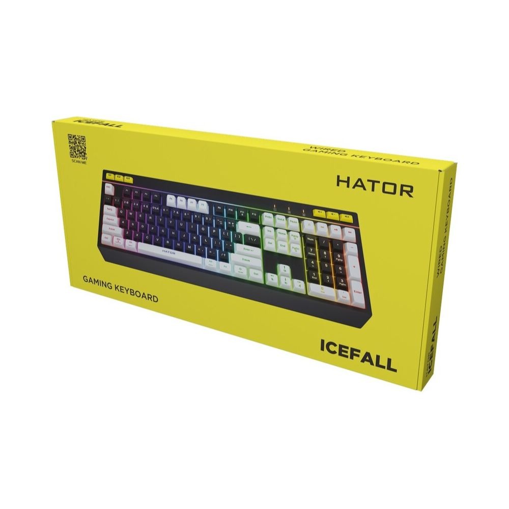 Clavier Gaming HATOR Icefall - QWERTY, Noir/Blanc, RGB