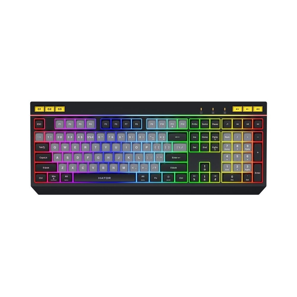 Clavier Gaming HATOR Icefall - QWERTY, Noir/Gris, Anti-ghosting