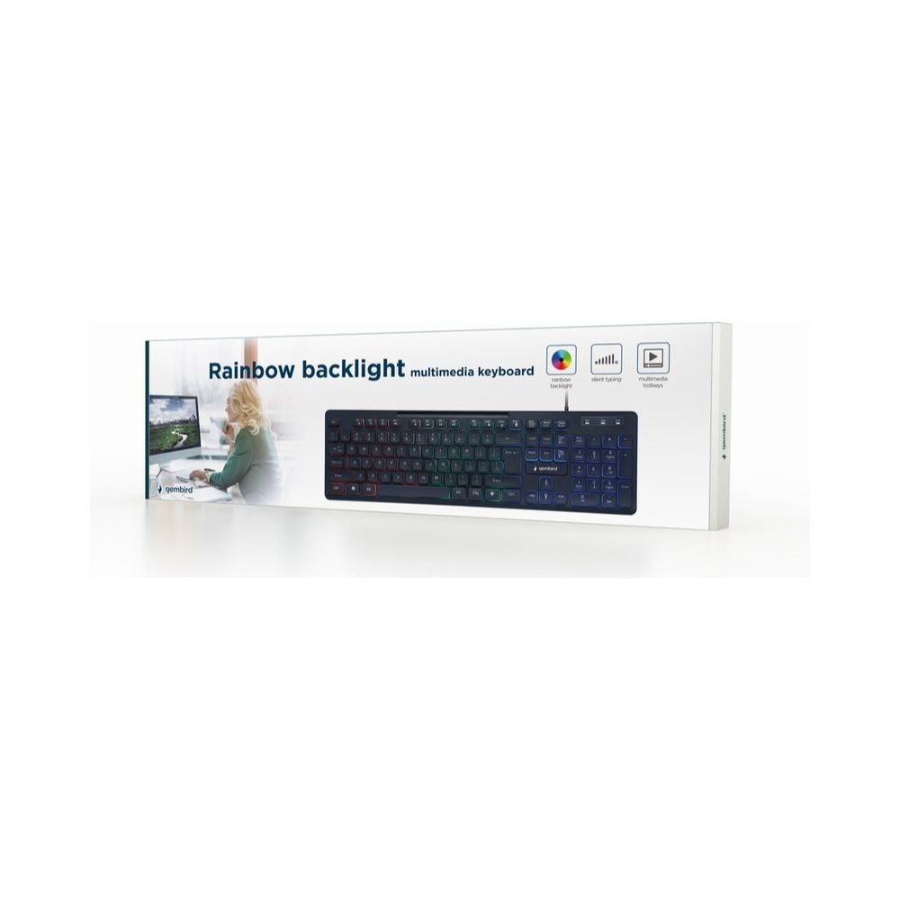 Clavier Gembird KB-UML-02 Rainbow - QWERTY, Noir
