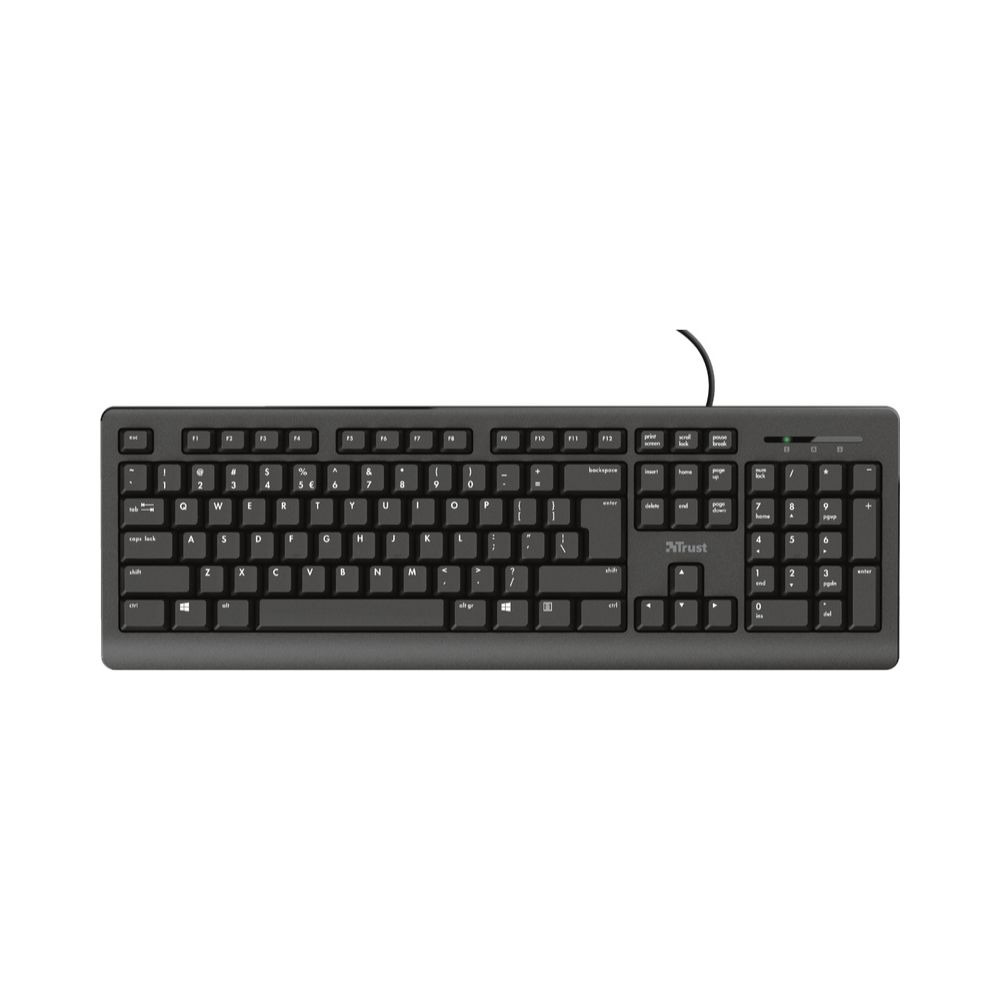 Clavier Filaire Trust Primo - AZERTY Belge, Noir
