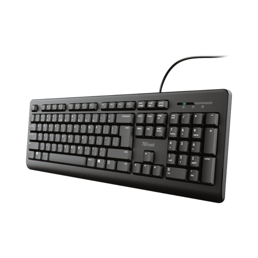 Clavier Filaire Trust Primo - AZERTY Belge, Noir
