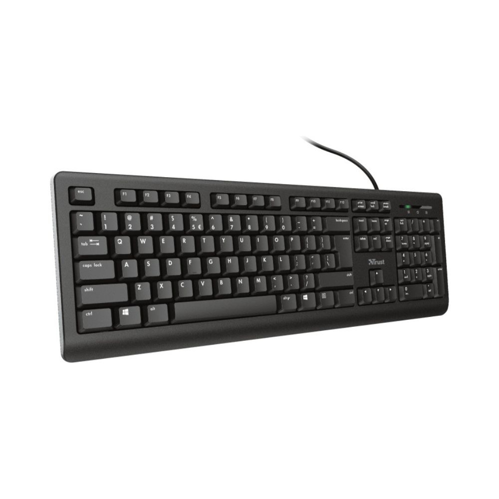 Clavier Filaire Trust Primo - AZERTY Belge, Noir