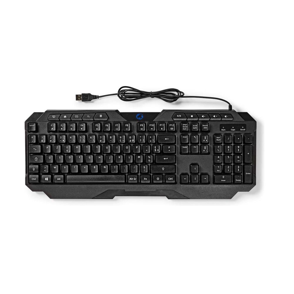 Clavier de jeu filaire Nedis USB Type-A à membrane, LED et style français AZERTY2 Clavier de jeu filaire Nedis - AZERTY, Rétroéclairage LED