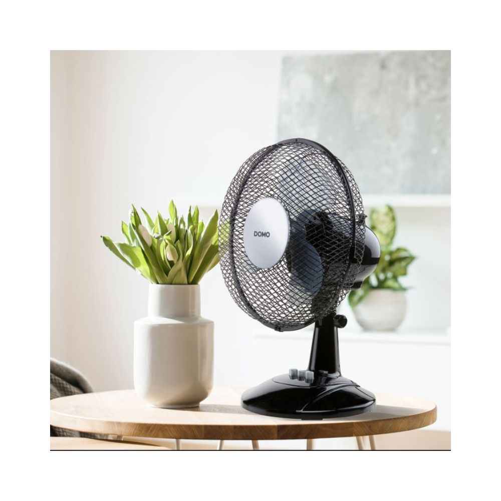 DO81381 DOMO Ventilateur de Table Noir - Ø 23 cm - 2 Vitesses - 30W