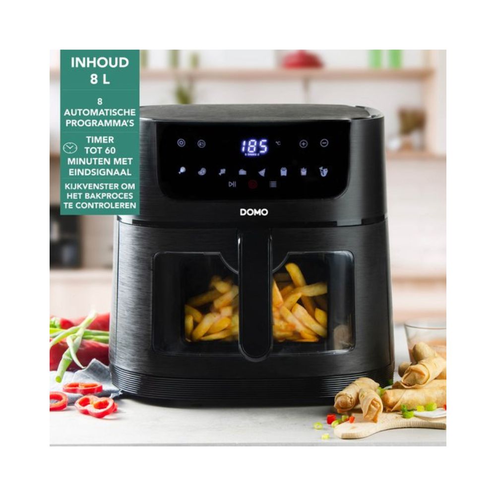 DOMO DO543FR1 DOMO Airfryer XL 8L - Friteuse à air chaud avec Hublot de contrôle