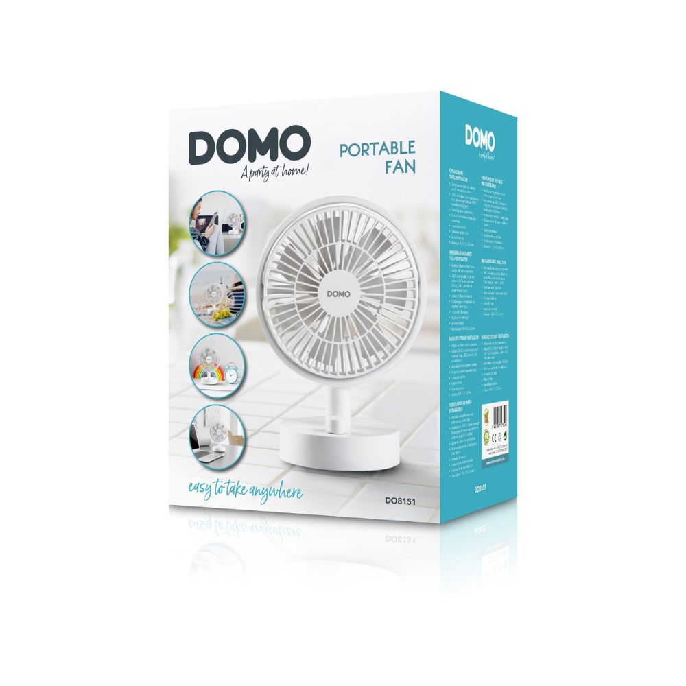 DOMO Ventilateur de Table Rechargeable USB - Sans fil - Lithium-ion