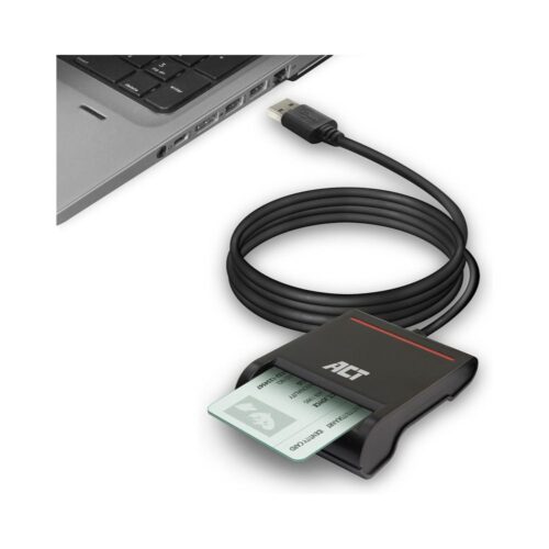 Lecteur de cartes à puce et d'identité électronique externe USB 2.0 ACT, noir Lecteur de cartes d'identité électronique ACT - USB 2.0, Noir