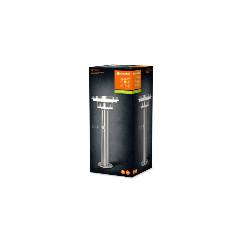 Ledvance Borne Solaire Double Circle Inox avec Détecteur