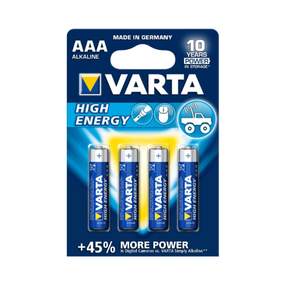 PILE HIGH ENERGY ALKALINE LR6 AAA Varta Piles Alcalines High Energy LR03 AAA (Blister de 4)
