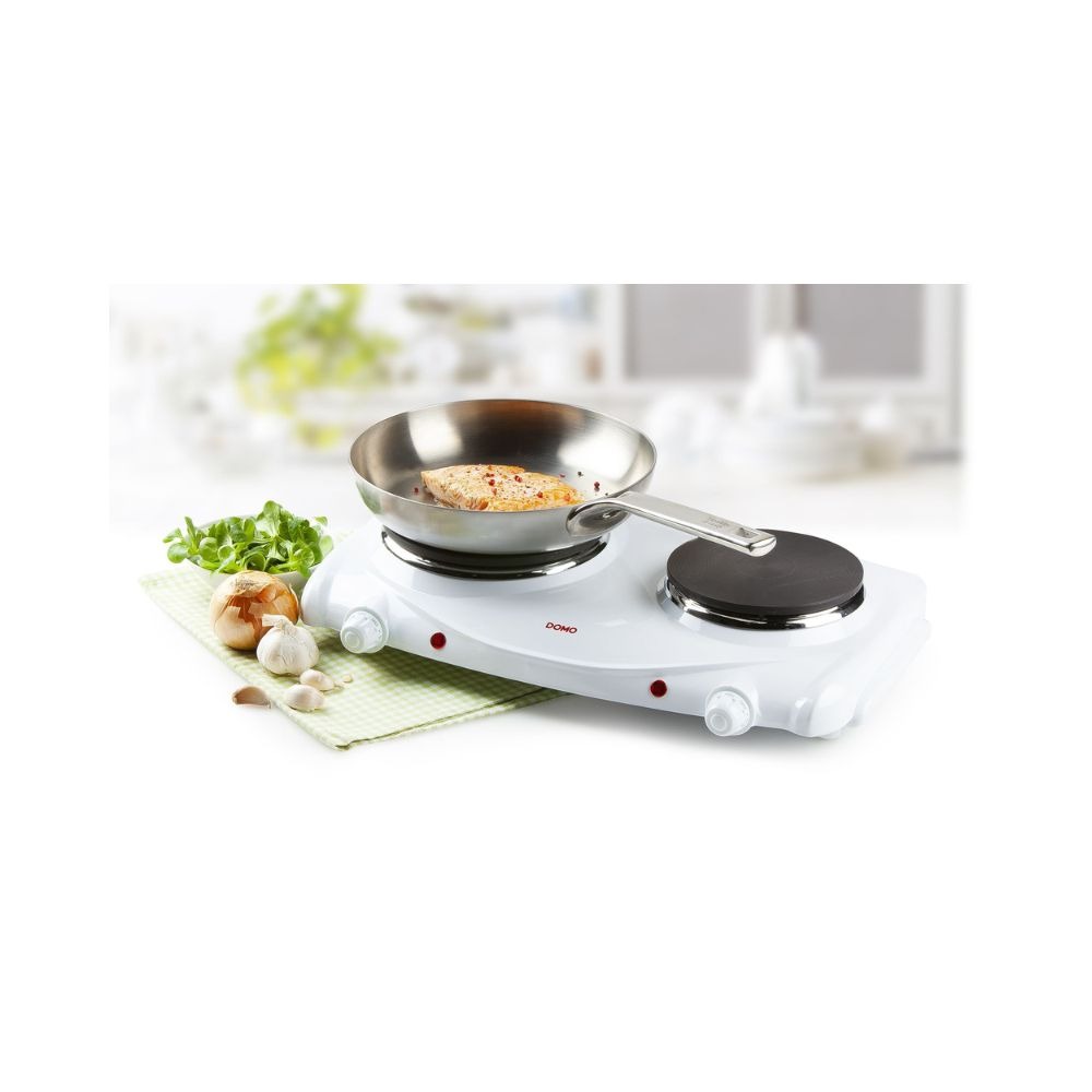 DOMO Plaque de Cuisson Électrique Autonome - 2 Zones Ø 18,5cm & 15,5cm - 2500W