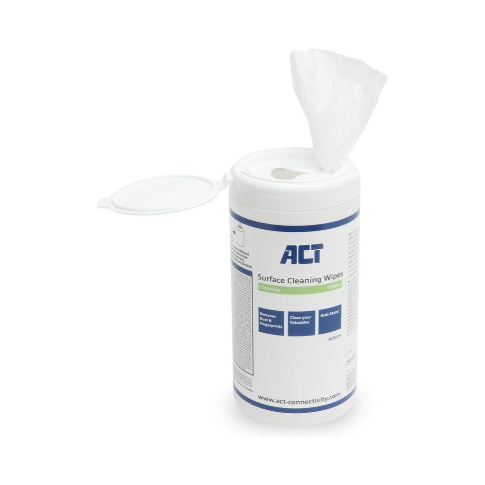 Lingettes nettoyantes ACT - Paquet de 100 unités, Blanches