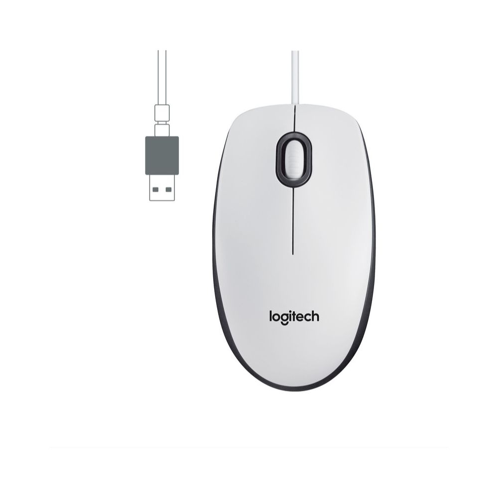 Souris Filaire Logitech M100 - Blanche 1000 DPI