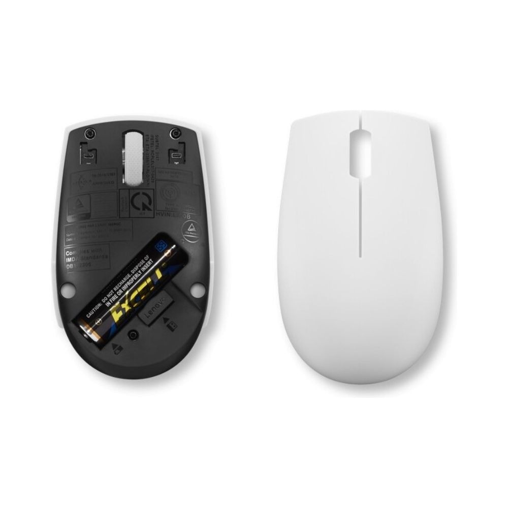 Souris sans fil Lenovo 300 - Blanche, Ambidextre 1000 DPI