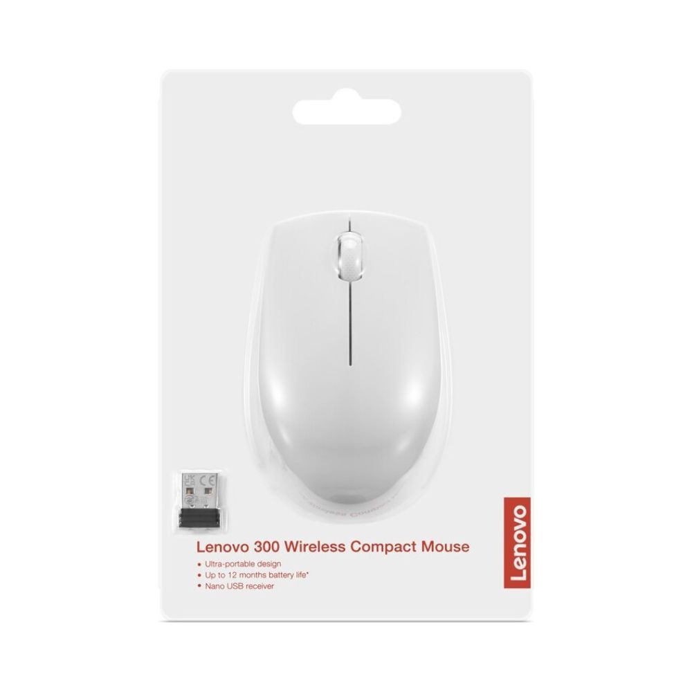Souris sans fil Lenovo 300 - Blanche, Ambidextre 1000 DPI