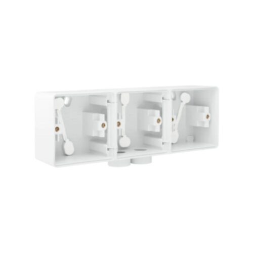 Triple boîte en saillie horizontal étanche aux projections d'eau avec une entrée M20 double pour trois fonctions, couleur blanc Niko Hydro Boîtier en Saillie Triple Horizontal Noir IP55