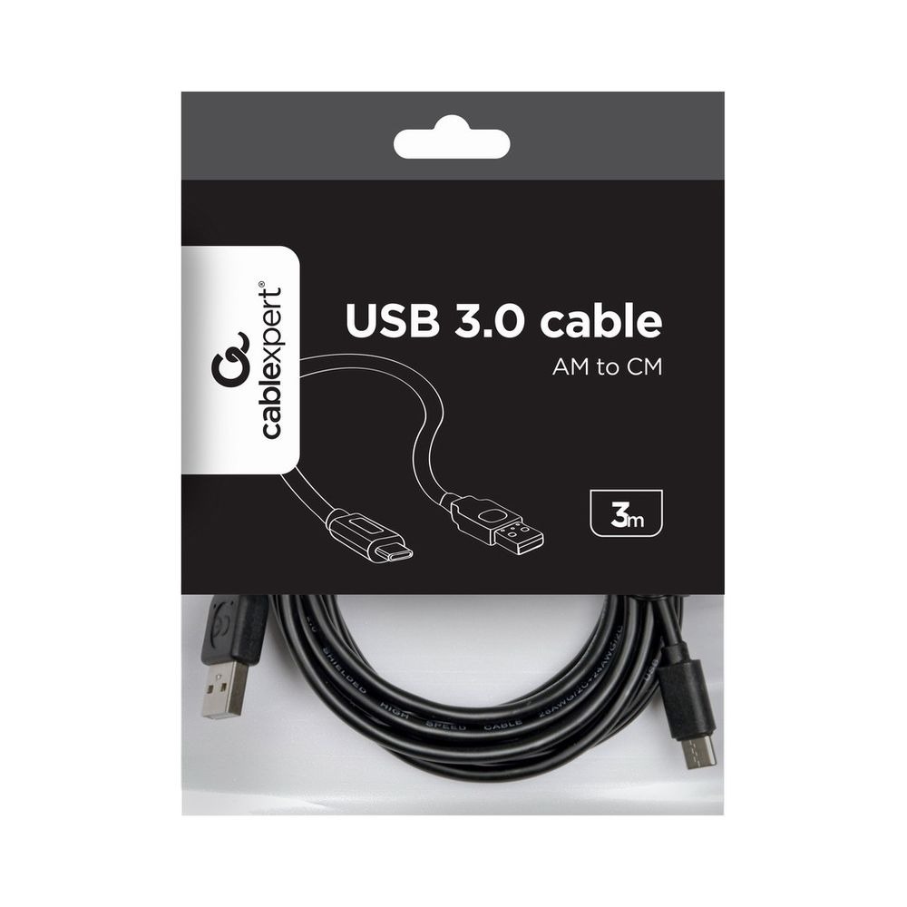 Câble Gembird USB-A mâle vers USB-C mâle - 3,00 m - Noir - CCP-USB2-AMCM-103 Câble Gembird USB-A mâle vers USB-C mâle - 3,00 m - Noir - CCP-USB2-AMCM-10
