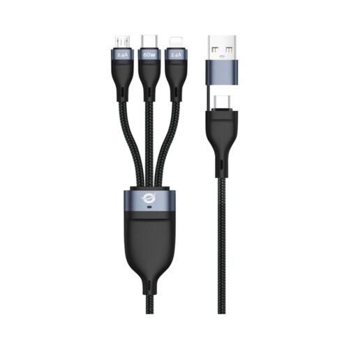 Câble USB Conceptronic ETTA05B15 4-en-1 - USB-C Micro-USB Lightning - 1,50 m - Noir Câble USB Conceptronic ETTA05B15 4-en-1 - USB-C / Micro-USB / Lightning - 1,50 m - Noir