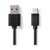 Câble USB Nedis USB-A mâle vers USB-C mâle - 2,00 m - Noir