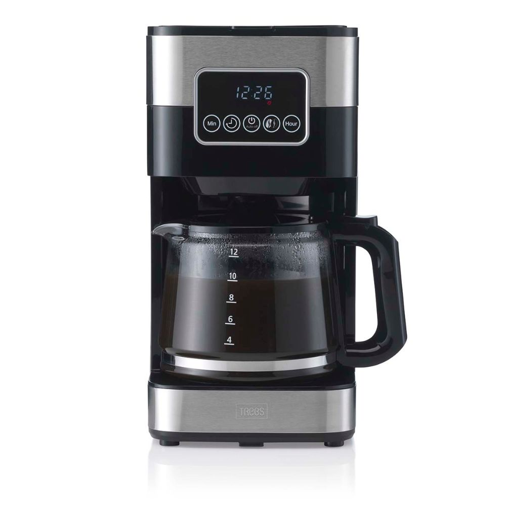 Cafetière Filtre Trebs 1,5L | Programmable 24h | 12 Tasses | Acier Inoxydable & Écran Tactile