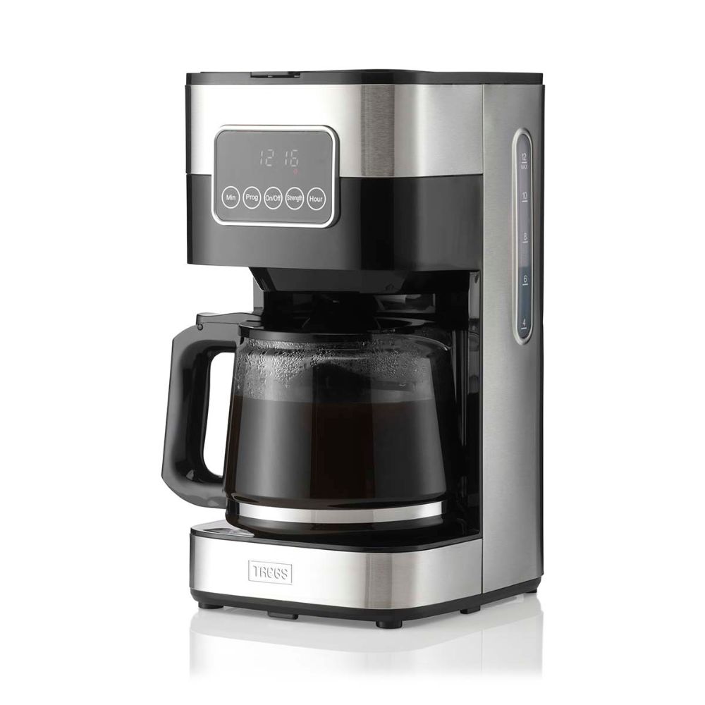 Cafetière Filtre Trebs 1,5L | Programmable 24h | 12 Tasses | Acier Inoxydable & Écran Tactile