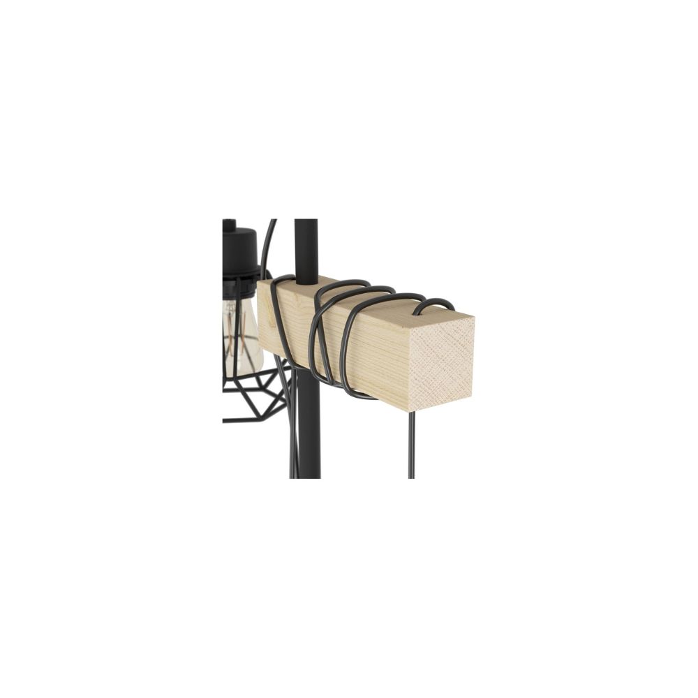 Eglo Lampadaires Salon Townshend 5 Acier Bois Noir | IP20 - Convient pour 2x E27