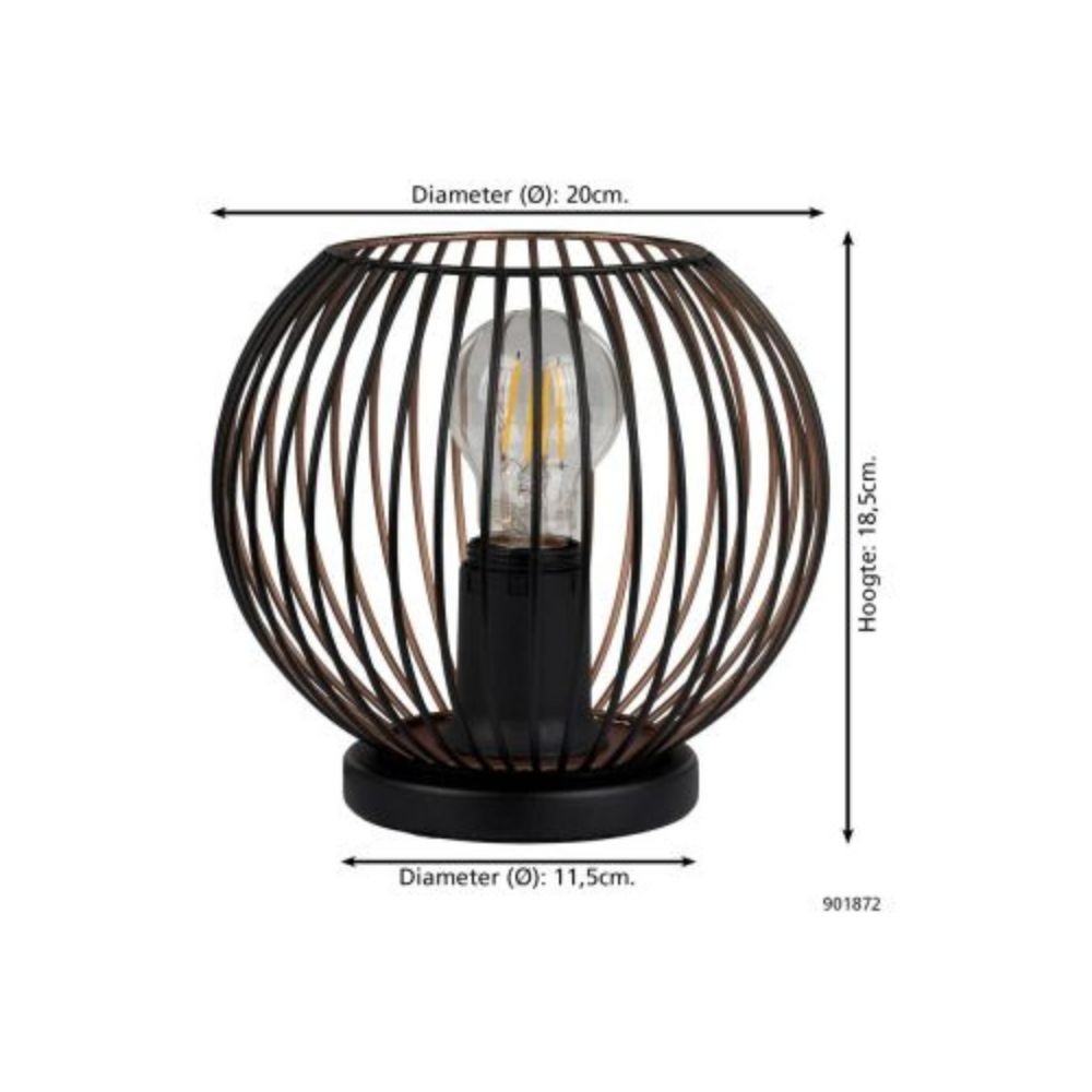 Eglo Lampe De Chevet Almanzora Acier Noir Cuivre