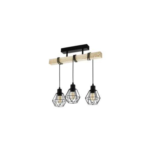 Eglo-Plafonnier-Townshend-5-Acier-Bois-Noir-IP20-Convient-pour-3x-E27-2.jpg Eglo Plafonnier Townshend 5 Acier Bois Noir | IP20 - Convient pour 3x E27