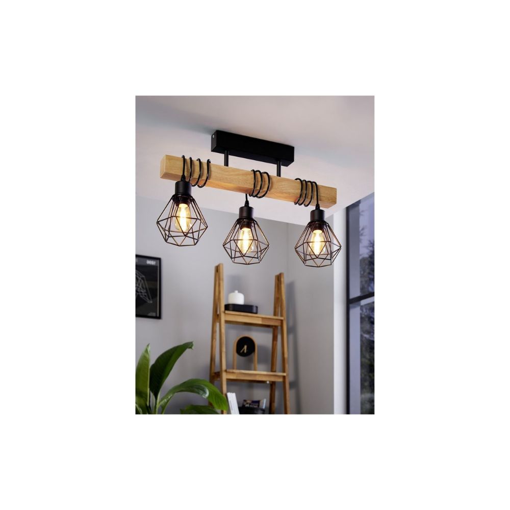 Eglo-Plafonnier-Townshend-5-Acier-Bois-Noir-IP20-Convient-pour-3x-E271-2.jpg Eglo Plafonnier Townshend 5 Acier Bois Noir | IP20 - Convient pour 3x E27