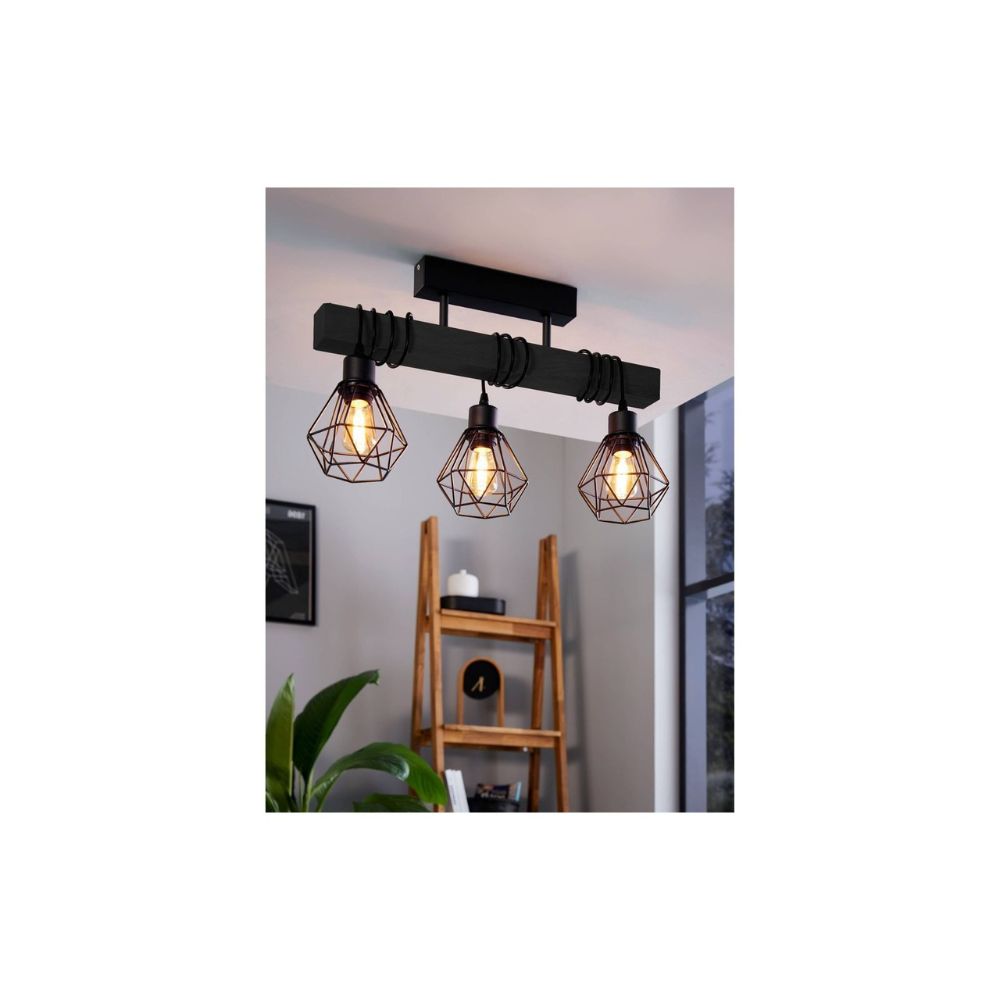 Eglo-Plafonnier-Townshend-5-Acier-Bois-Noir-IP20-Convient-pour-3x-E273-1.jpg Eglo Plafonnier Townshend 5 Acier Bois Noir | IP20 - Convient pour 3x E27