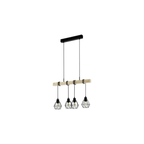 Eglo-Suspension-Luminaire-Townshend-5-Acier-Bois-Noir-IP20-Convient-pour-4x-E27-1.jpg Eglo Suspension Luminaire Townshend 5 Acier Bois Noir | IP20 - Convient pour 4x E27