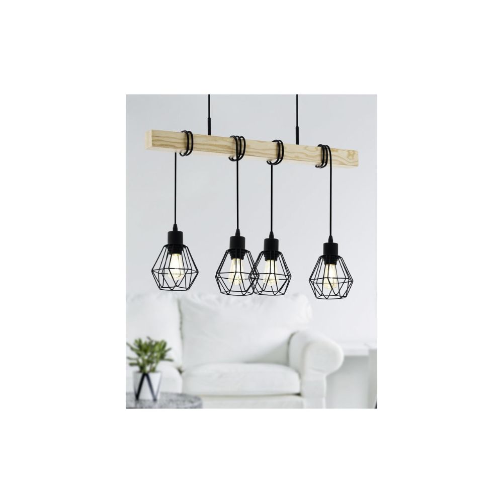 Eglo-Suspension-Luminaire-Townshend-5-Acier-Bois-Noir-IP20-Convient-pour-4x-E272-1.jpg Eglo Suspension Luminaire Townshend 5 Acier Bois Noir | IP20 - Convient pour 4x E27