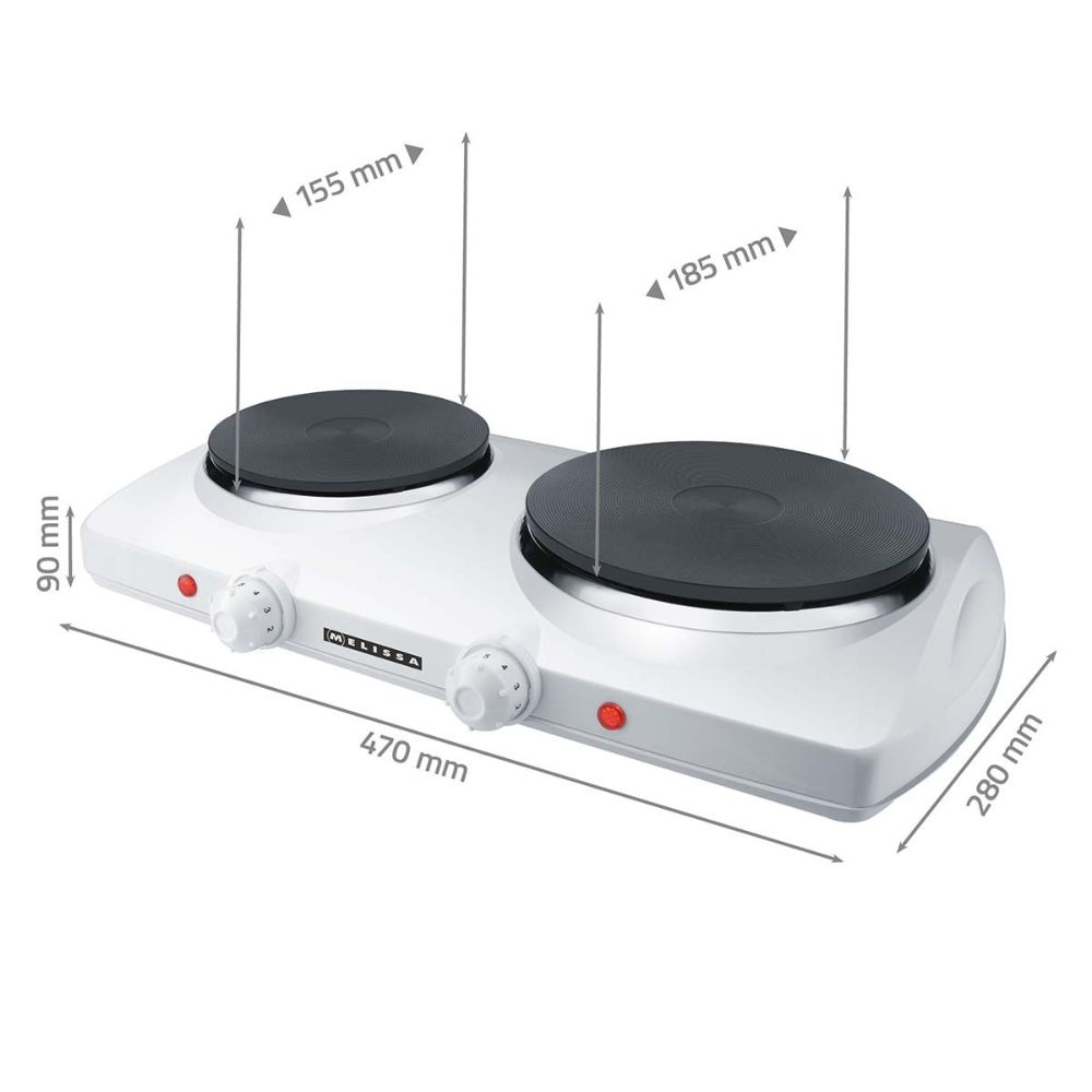 MELISSA Plaque chauffante électrique double 2300 W - Ø 18,5 cm + 15,5 cm