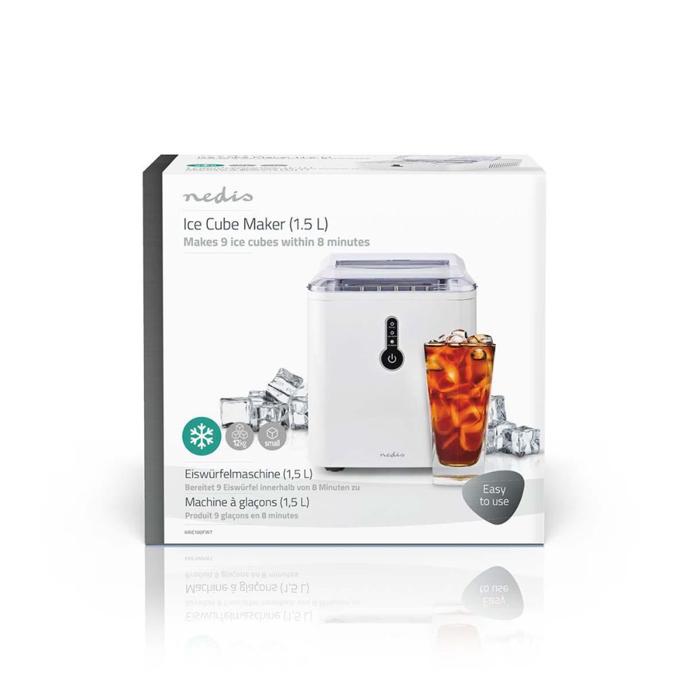 Machine à Glaçons Nedis 1.5L | Production en 8 min - Jusqu'à 12kg/jour
