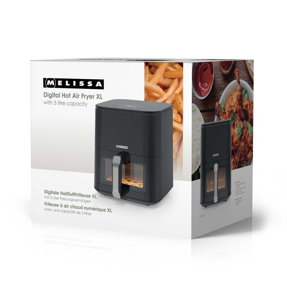 Melissa Air Fryer Numérique XL | 5 L | 8 Programmes | Fenêtre de Visualisation
