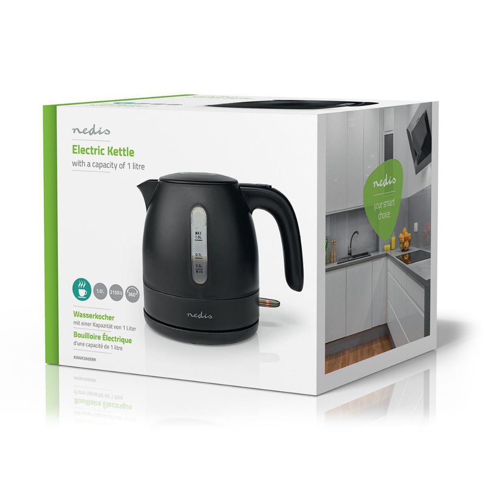 NEDIS Bouilloire électrique 1,0 l - Finition Noir Mat