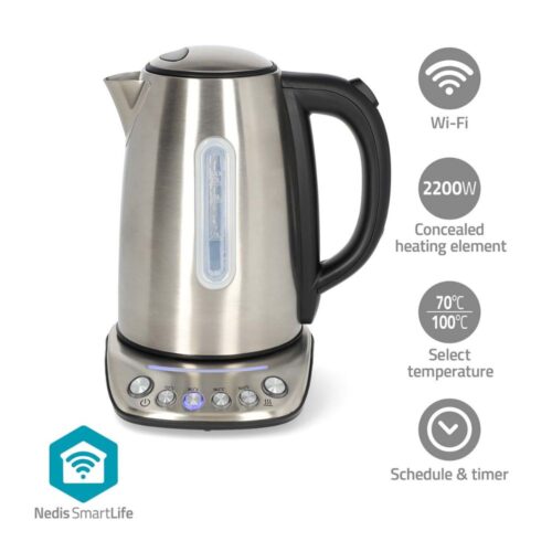 NEDIS SmartLife Bouilloire électrique Wi-Fi 2200 W - 1,7 l Acier Inox NEDIS SmartLife Bouilloire électrique Wi-Fi 2200 W - 1,7 l Acier Inox