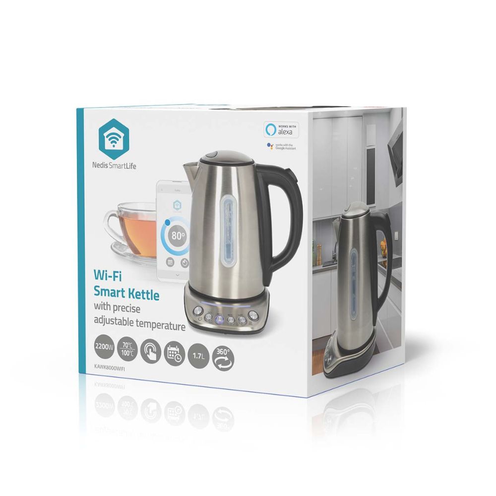 NEDIS SmartLife Bouilloire électrique Wi-Fi 2200 W - 1,7 l Acier Inox