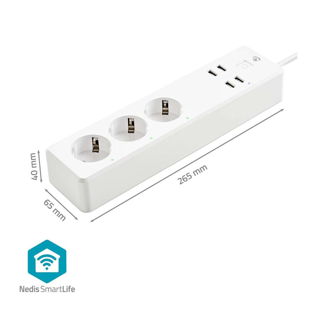 NEDIS SmartLife Multiprise Wi-Fi 3680 W - 3 Prises + 4 USB