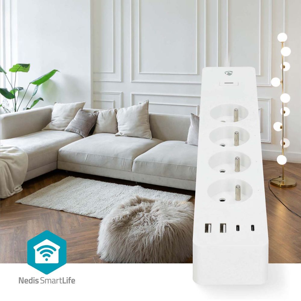 NEDIS SmartLife Multiprise Wi-Fi 3680 W - 4 Prises + 2 USB-A + 2 USB-C1 NEDIS SmartLife Multiprise Wi-Fi 3680 W - 4 Prises + 2 USB-A + 2 USB-C